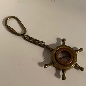 Vintage Brass Compass Keychain!
